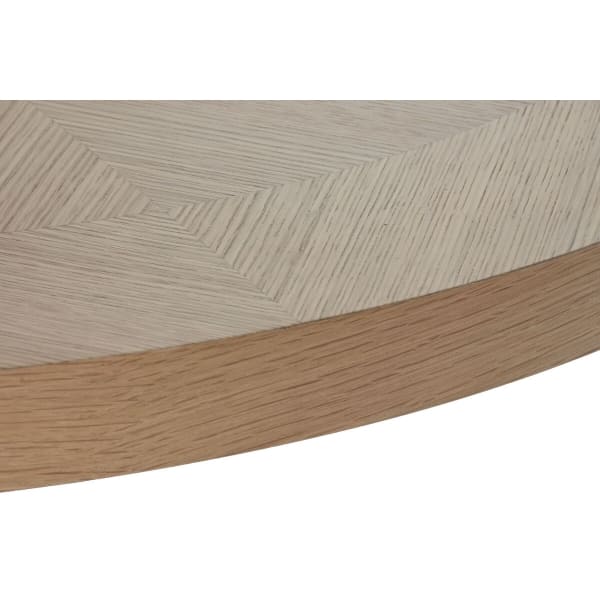 Mesa de comedor redonda contemporánea en madera natural y caucho