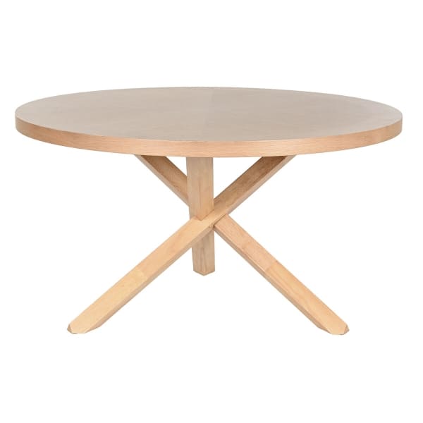 Table à Manger Ronde Contemporaine en Bois Naturel et Caoutchouc