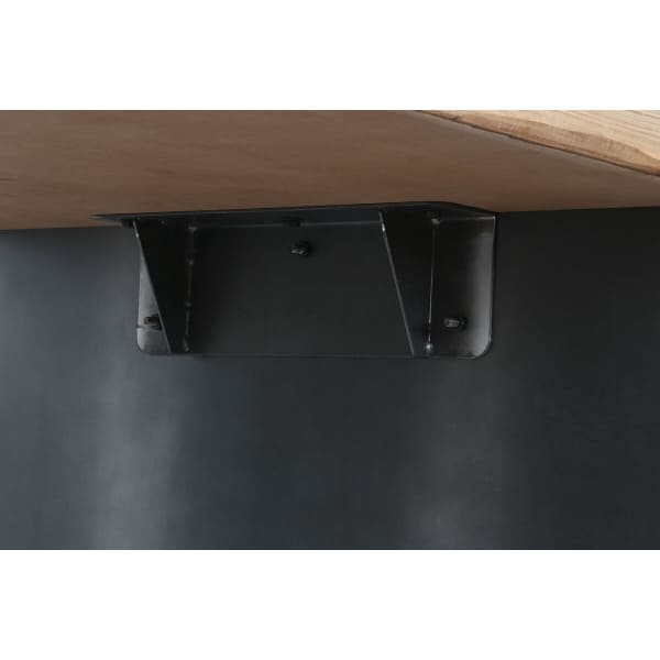 Mesa de comedor de madera maciza y metal negro (200 x 94 x 76 cm)