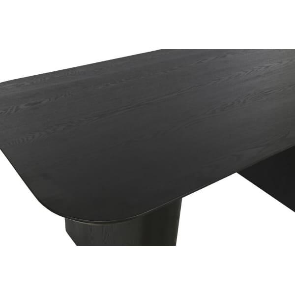 Table à Manger en Bois Noir avec Angles Arrondis (180 x 90 x 77 cm)