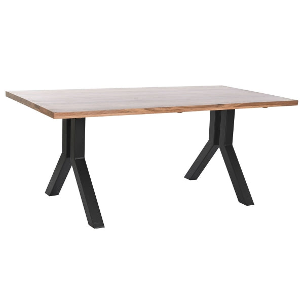 Table de Salle à Manger Industrielle en Bois et Métal Noir