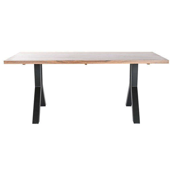 Table de Salle à Manger Industrielle en Bois et Métal Noir Home Decor