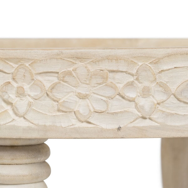 Table Basse Circulaire Home Decor Bois de Manguier Blanc