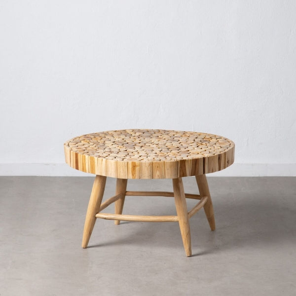 Table Basse Ronde Design Bali en Bois de Teck (80 x 80 x 45 xm)