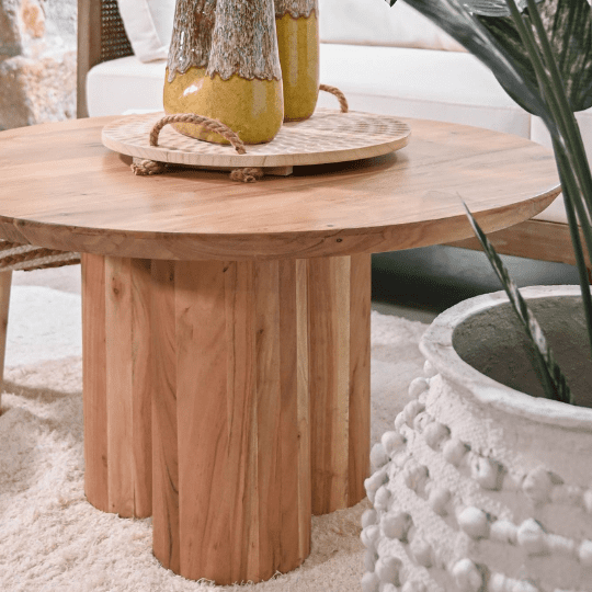 Table Basse Design en Acacia Massif Tripode