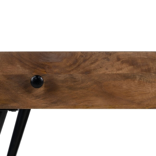 Table Basse Design Loft avec Tiroir Home Decor Bois et Métal Noir