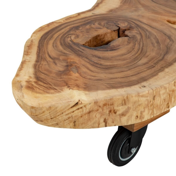 Table Basse en Bois Massif Atypique Home Decor avec Roues