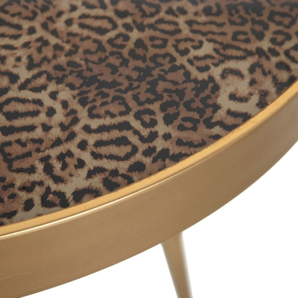 Mesa auxiliar con diseño de leopardo dorado para decoración del hogar