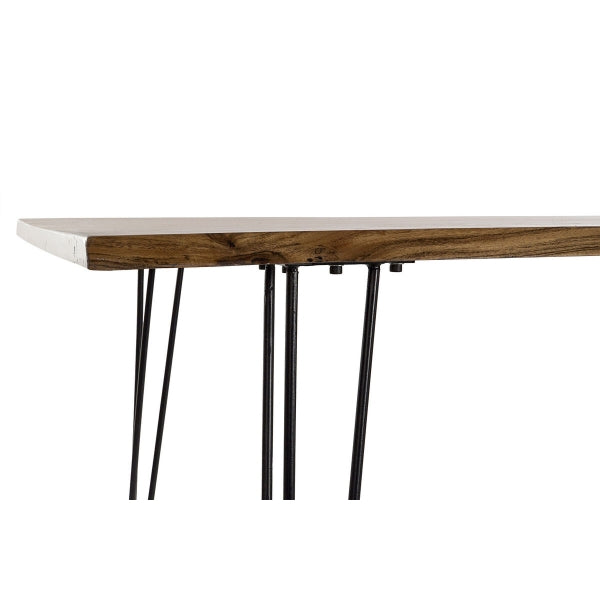 Mesa de comedor estilo loft en madera de acacia y decoración del hogar de metal negro