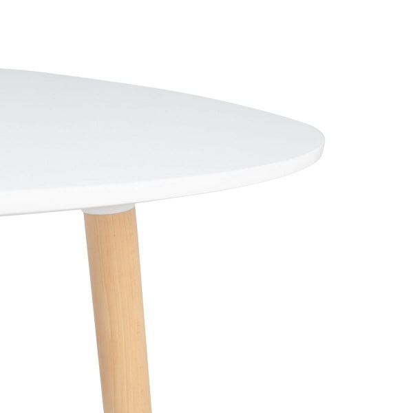 Table Design Scandinave Ronde Blanc et Bois