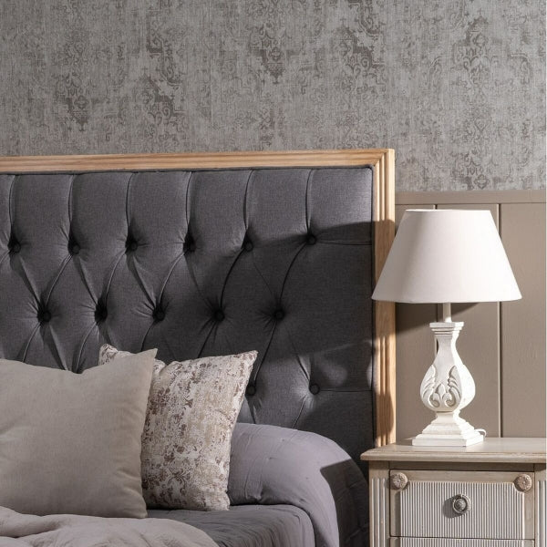 Tête de Lit Design Traditionnel Home Decor Gris Foncé et Bois