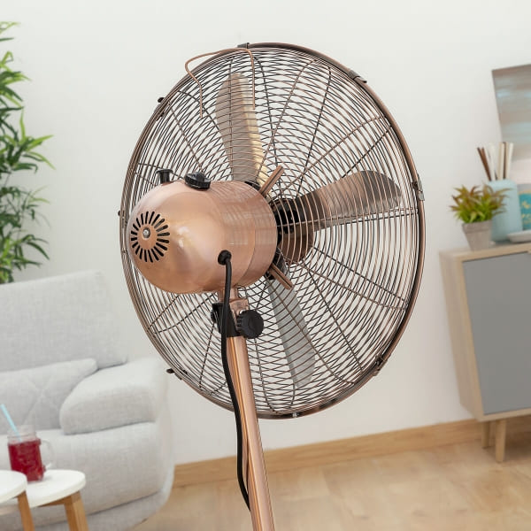 Ventilateur sur Pied Style Rétro Couleur Cuivre