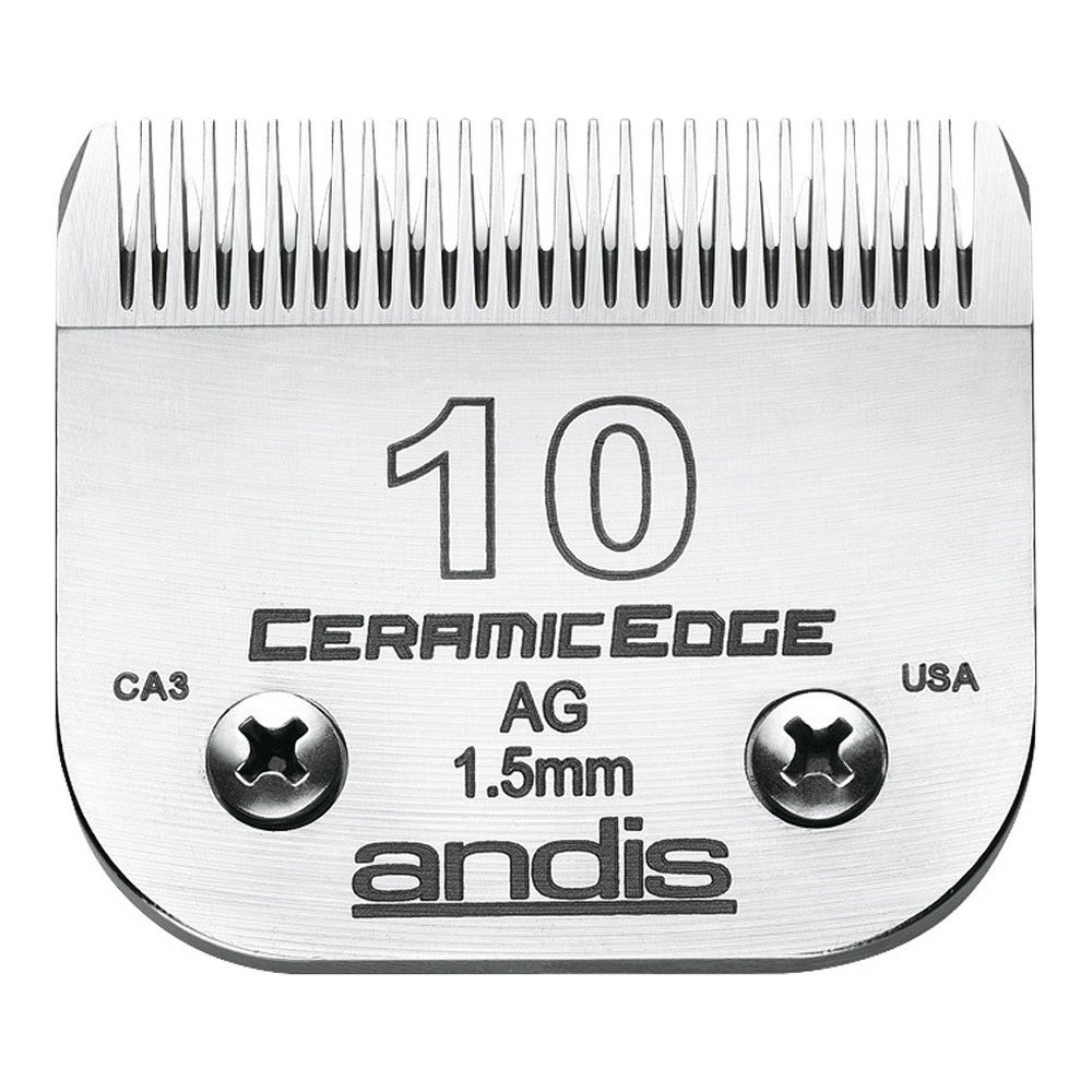 Andis 10 Cuchillas Cerámica Perro Acero Acero Carbono (1.5mm)