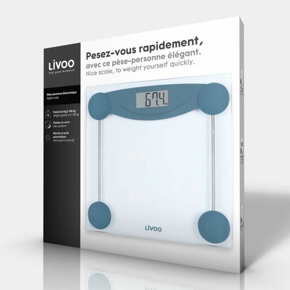 Digital Bathroom Scales Livoo DOM426B Tempered Glass 180 kg