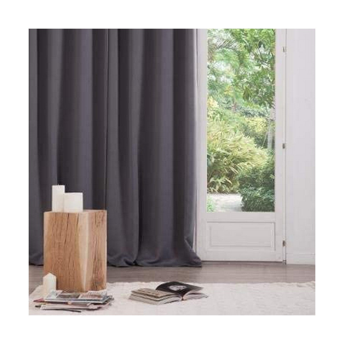 Cortinas Atmosphera Poliéster Gris Opaco 2 Unidades (135 x 240 cm)