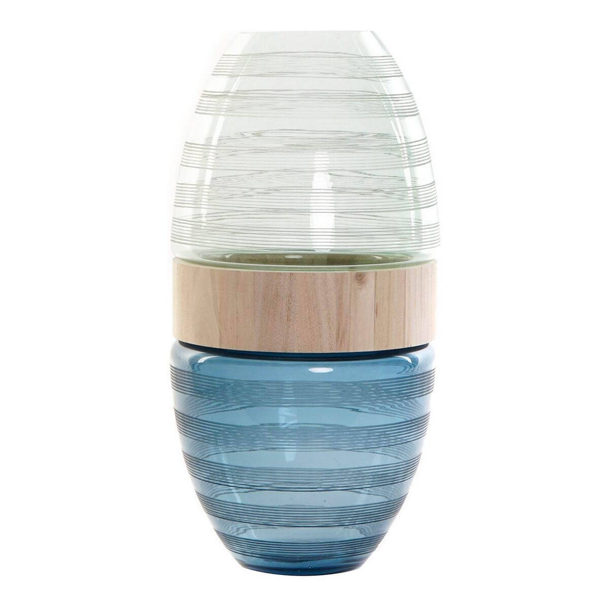 Florero DKD Home Decor Menta Azul Madera Vidrio Moderno (21 x 21 x 43 cm)