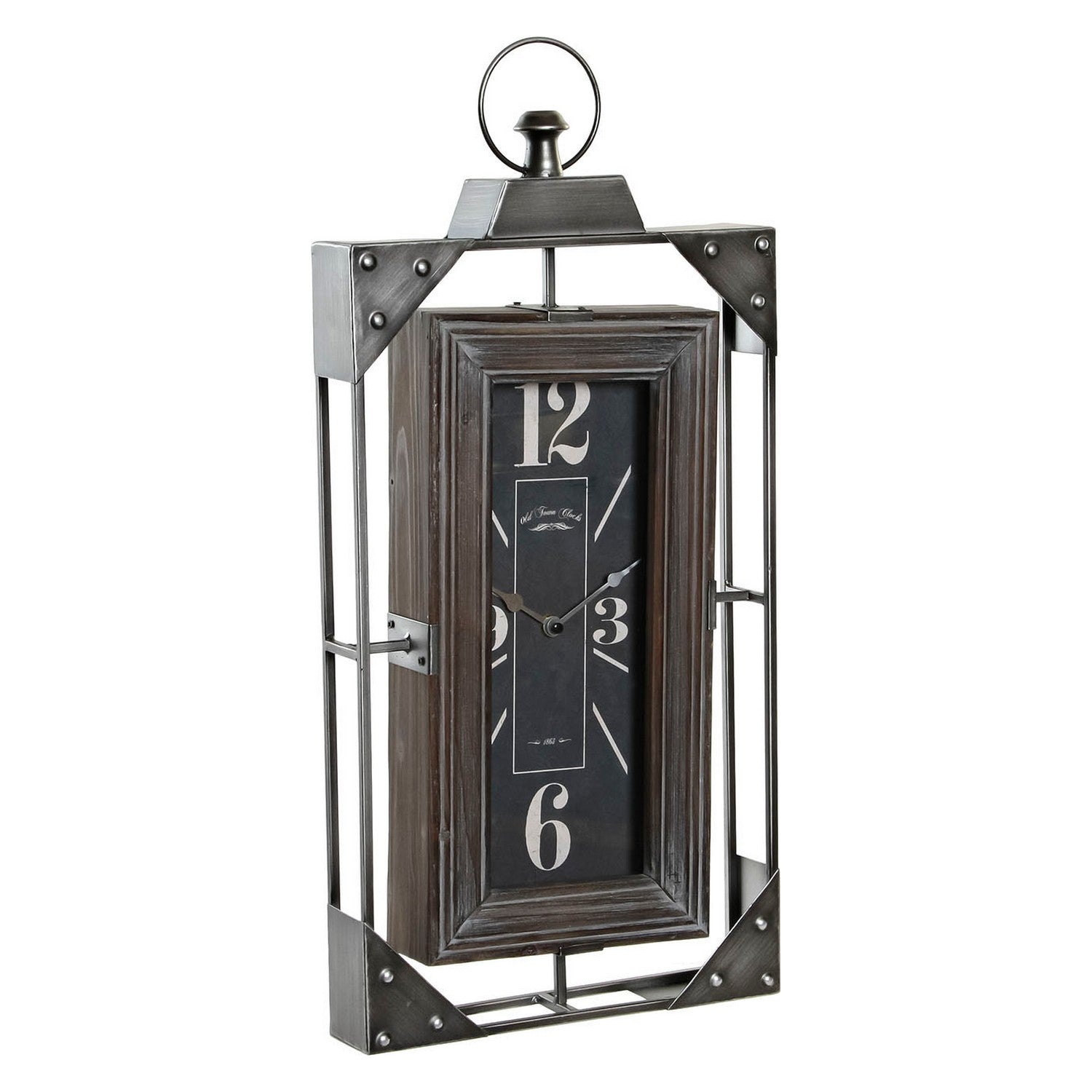 Horloge Murale Loft Vintage Bois et Fer Gris