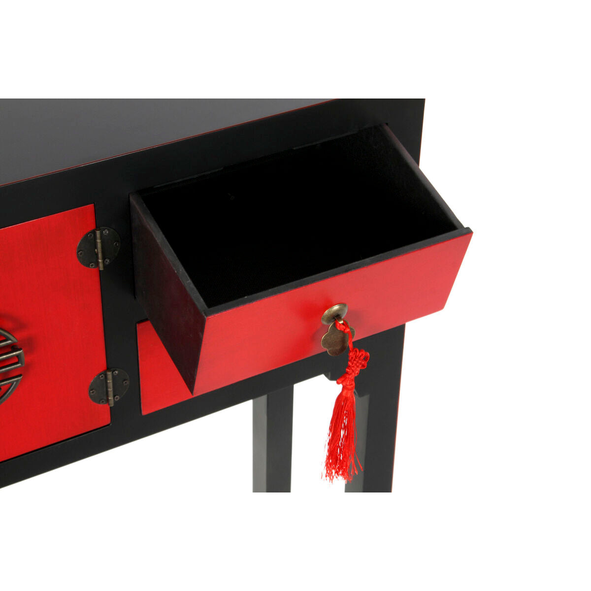 Chinese Design Entrance Furniture in Red and Black Wood