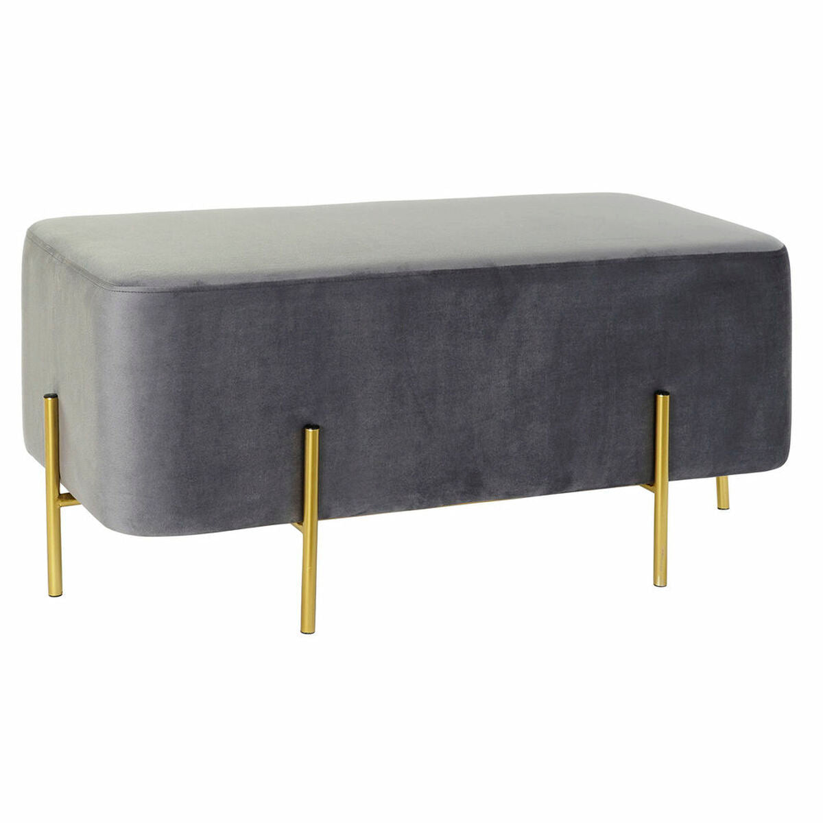 Bench DKD Home Decor   Grey Golden Metal Polyester Velvet (91 x 46,5 x 42 cm)