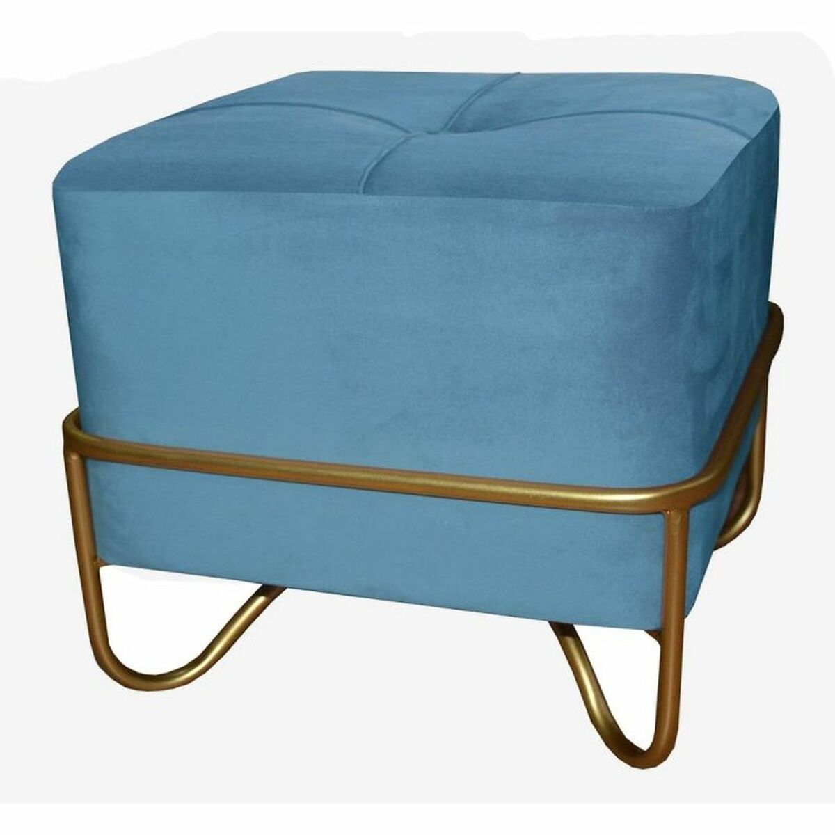 Bench DKD Home Decor   Foam Blue Golden Metal Polyester Velvet MDF Wood (42 x 42 x 38 cm)