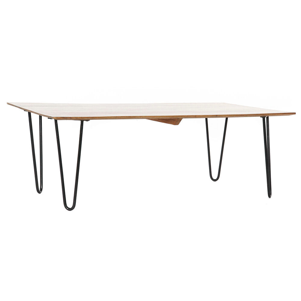 Table Basse Contemporaine Bois Naturel et Métal Noir Home Decor (115 x 60 x 40 cm)