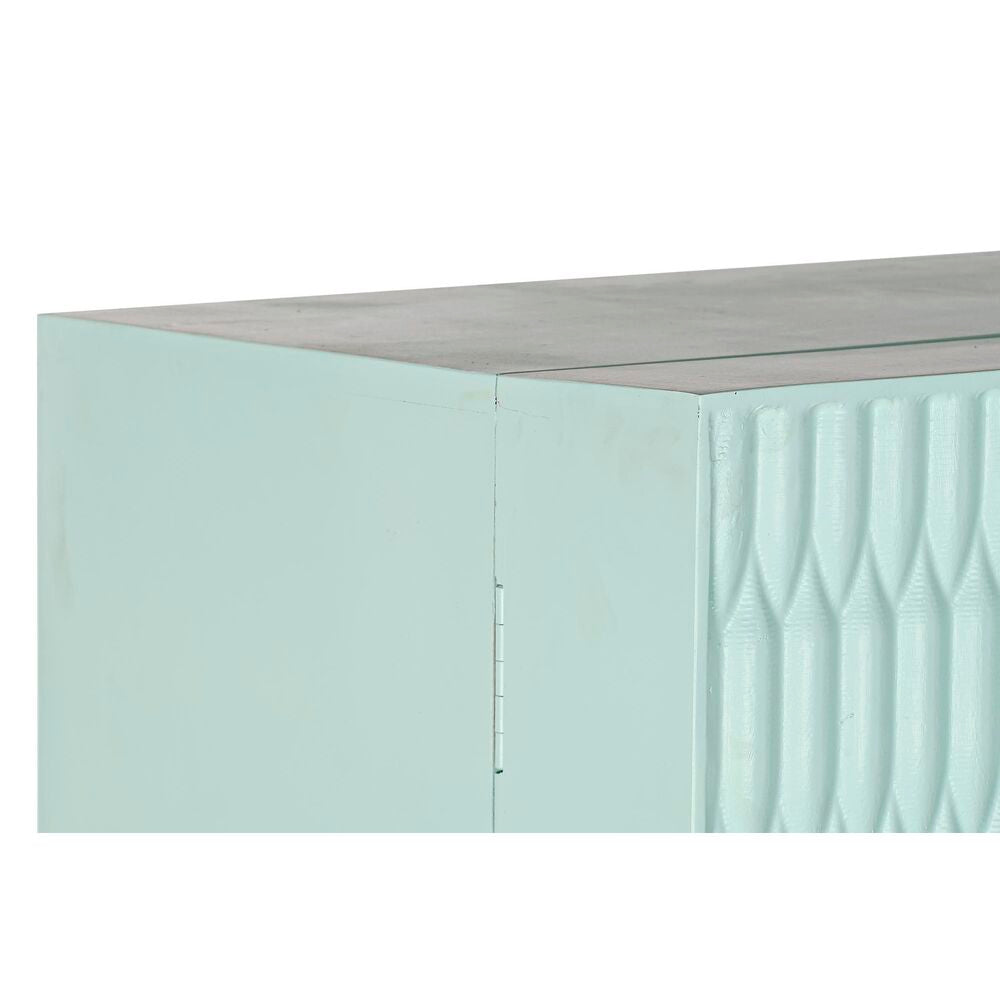 Buffet Design avec Range Bouteilles Bois Turquoise et Métal Doré (90 x 48 x 130 cm)