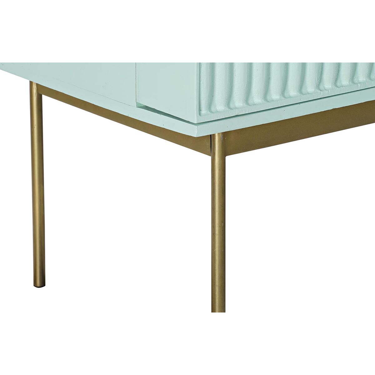 Buffet Design avec Range Bouteilles Bois Turquoise et Métal Doré (90 x 48 x 130 cm)