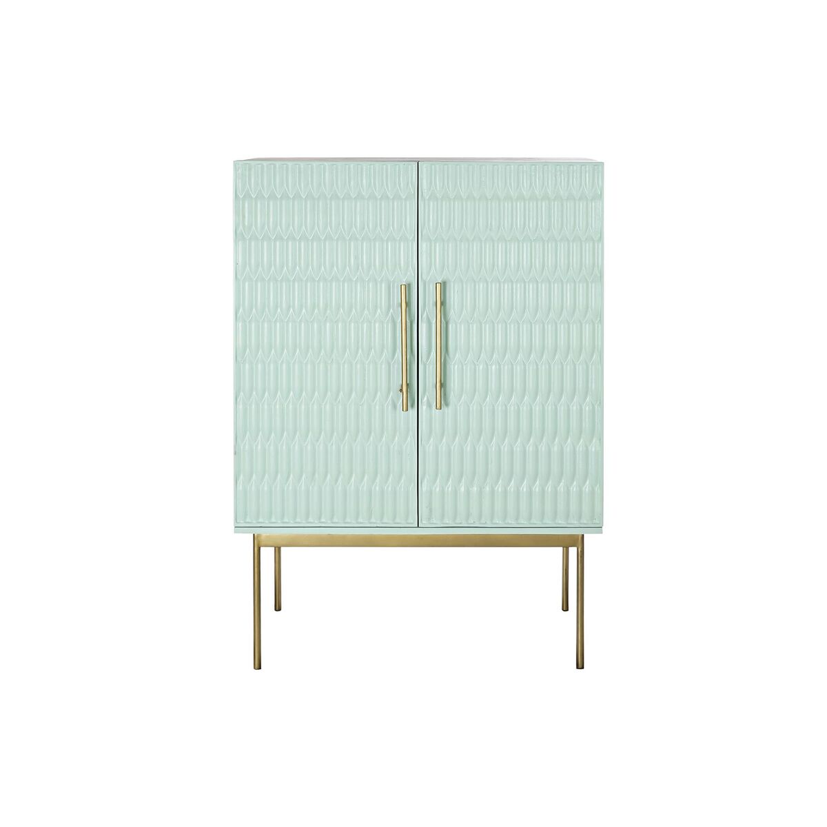 Buffet Design avec Range Bouteilles Bois Turquoise et Métal Doré 