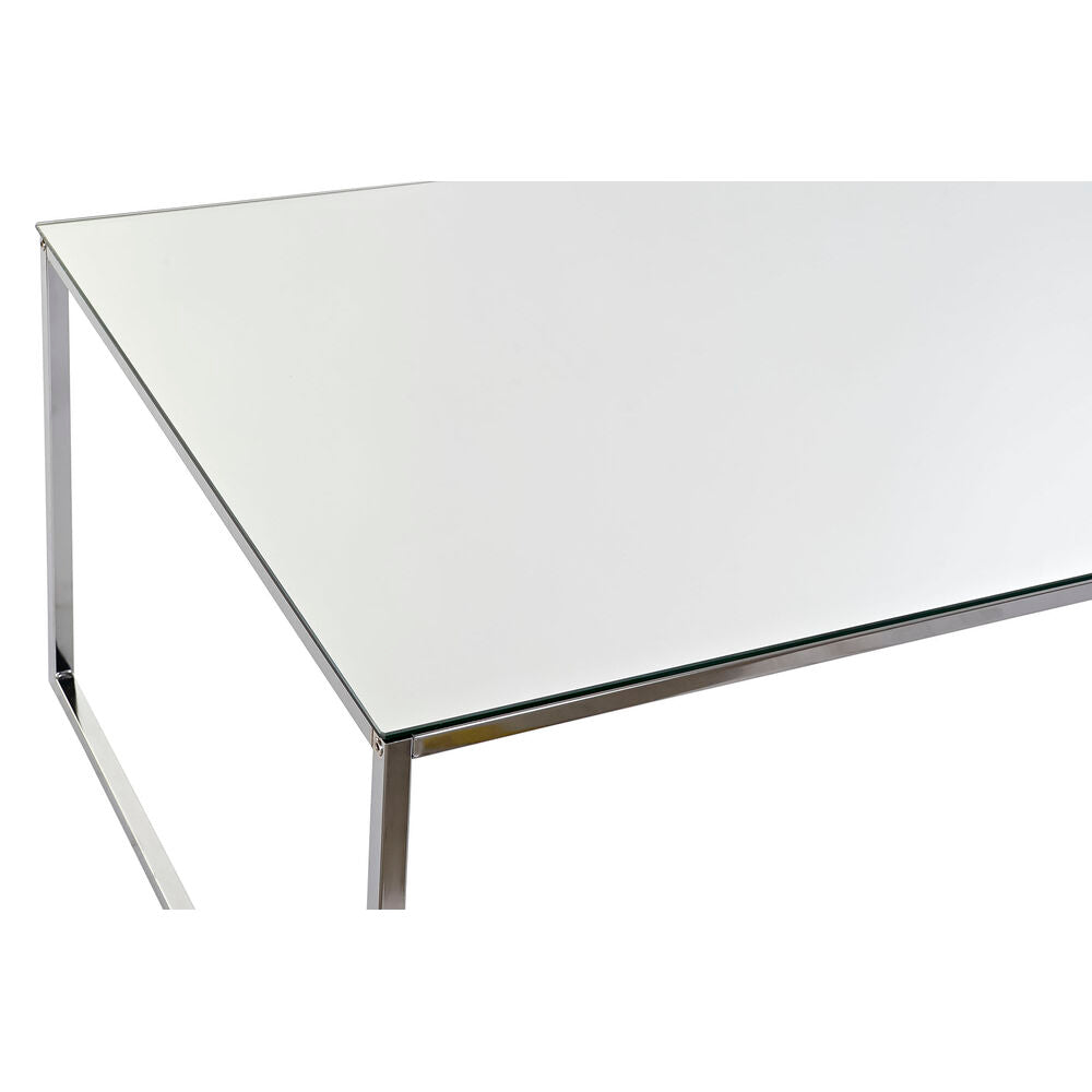 Table Basse Design Moderne Miroir et Acier Argenté (120 x 60 x 44 cm)