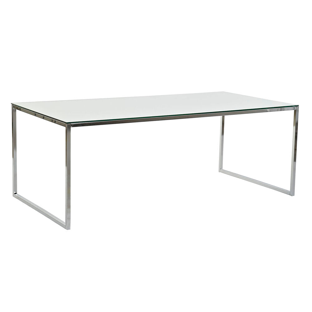 Table Basse Design Moderne Miroir et Acier Argenté (120 x 60 x 44 cm)