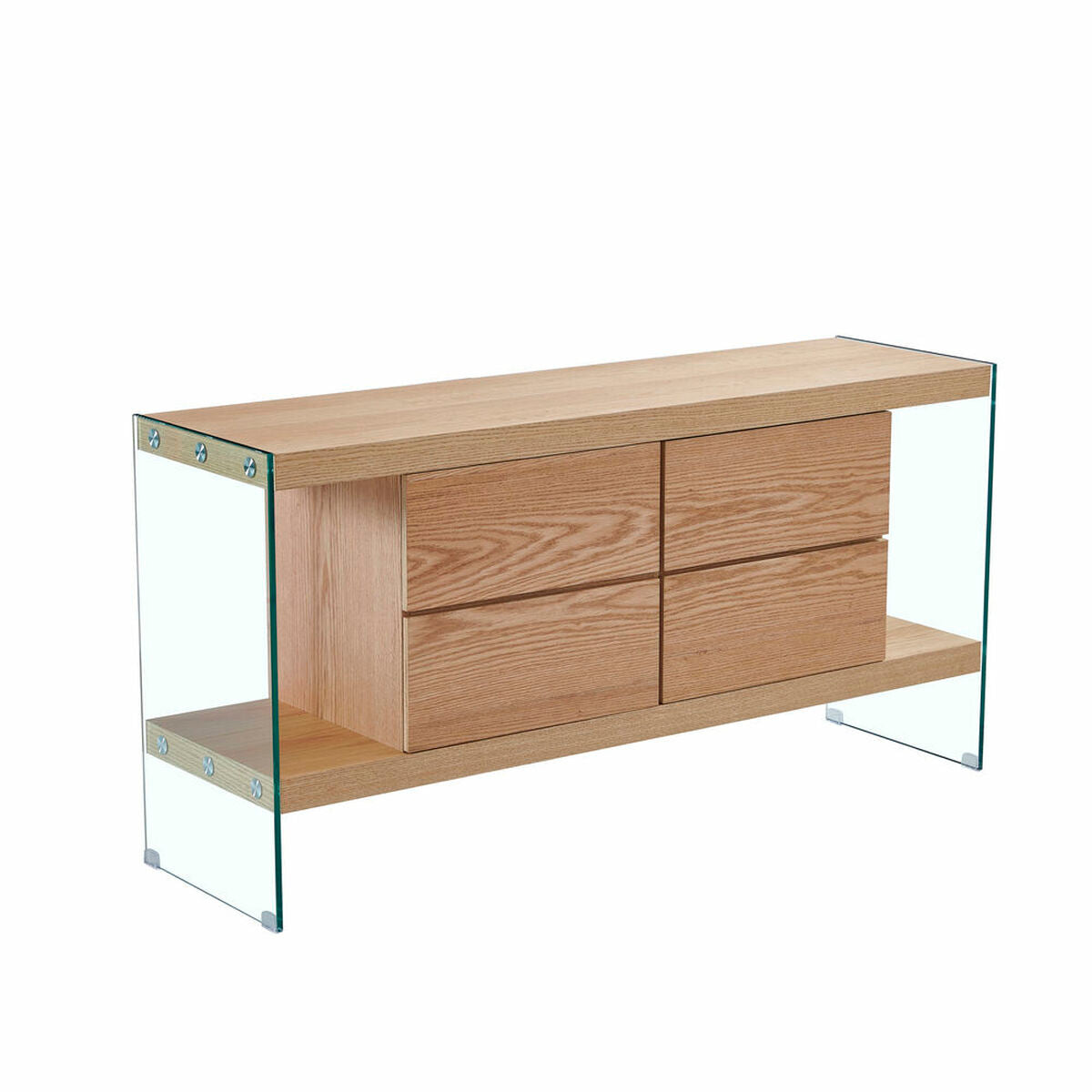 Buffet Design Moderne Verre Bois Marron Clair