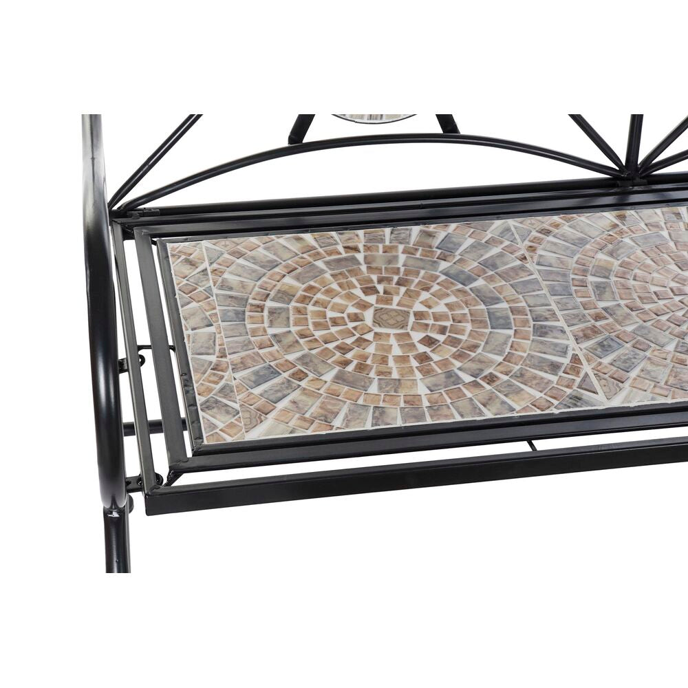 Banc de Jardin en Fer Forgé Noir et Céramique Home Decor Mosaïque (111 x 54 x 88 cm)