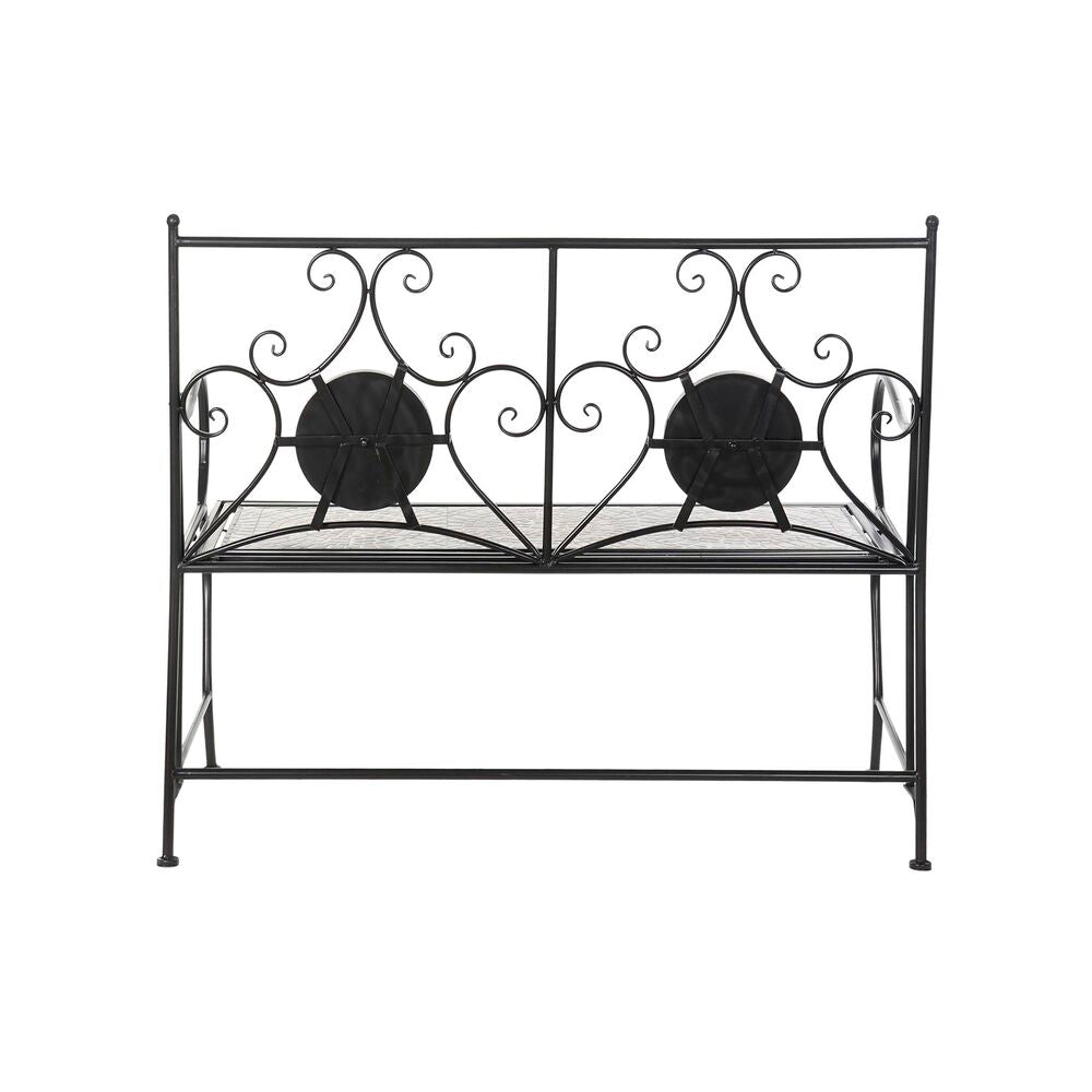 Banc de Jardin en Fer Forgé Noir et Céramique Home Decor Mosaïque (111 x 54 x 88 cm)