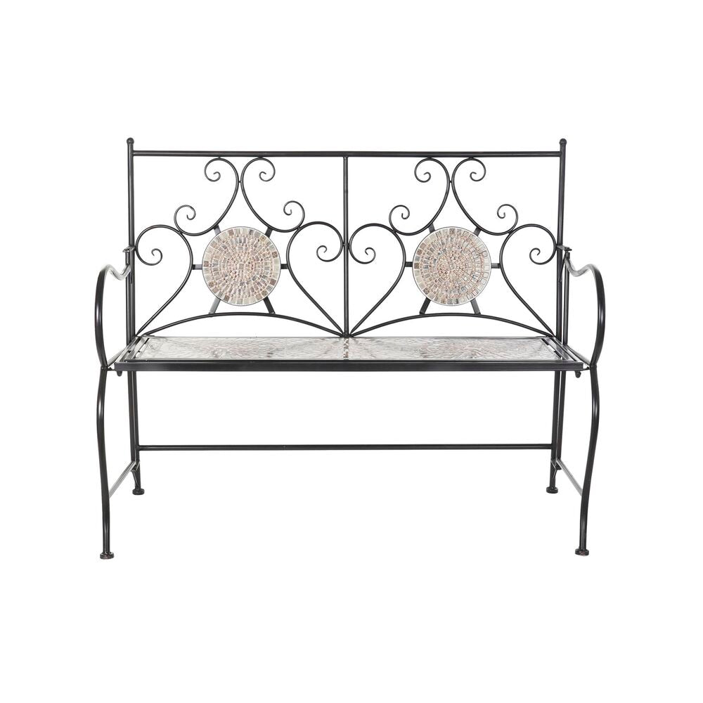 Banc de Jardin en Fer Forgé Noir et Céramique Home Decor Mosaïque (111 x 54 x 88 cm)