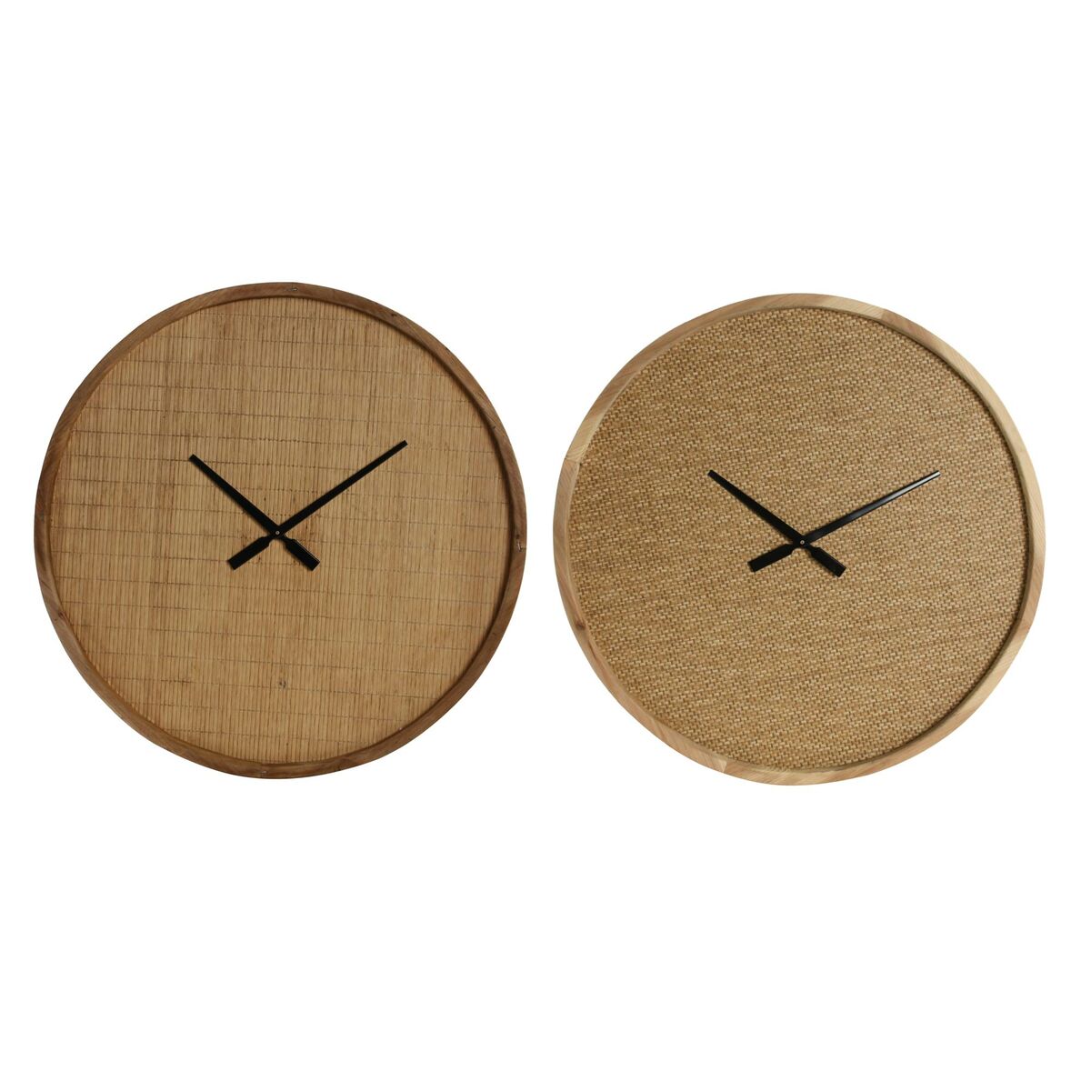 Horloges Murales Design Tropical en Bois Naturel (2 Unités) (60 x 5 x 60 cm)