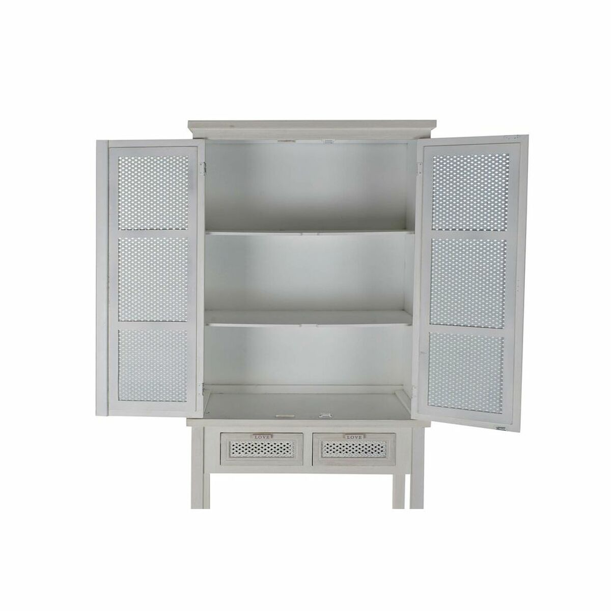 Buffet Haut Design Traditionnel Home Decor Bois Naturel Blanc | Meuble de Rangement (80 x 37,4 x 175,5 cm)