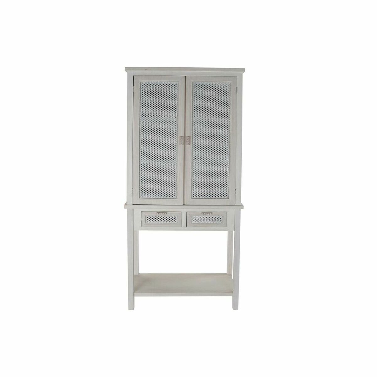 Buffet Haut Design Traditionnel Home Decor Bois Naturel Blanc | Meuble de Rangement (80 x 37,4 x 175,5 cm)