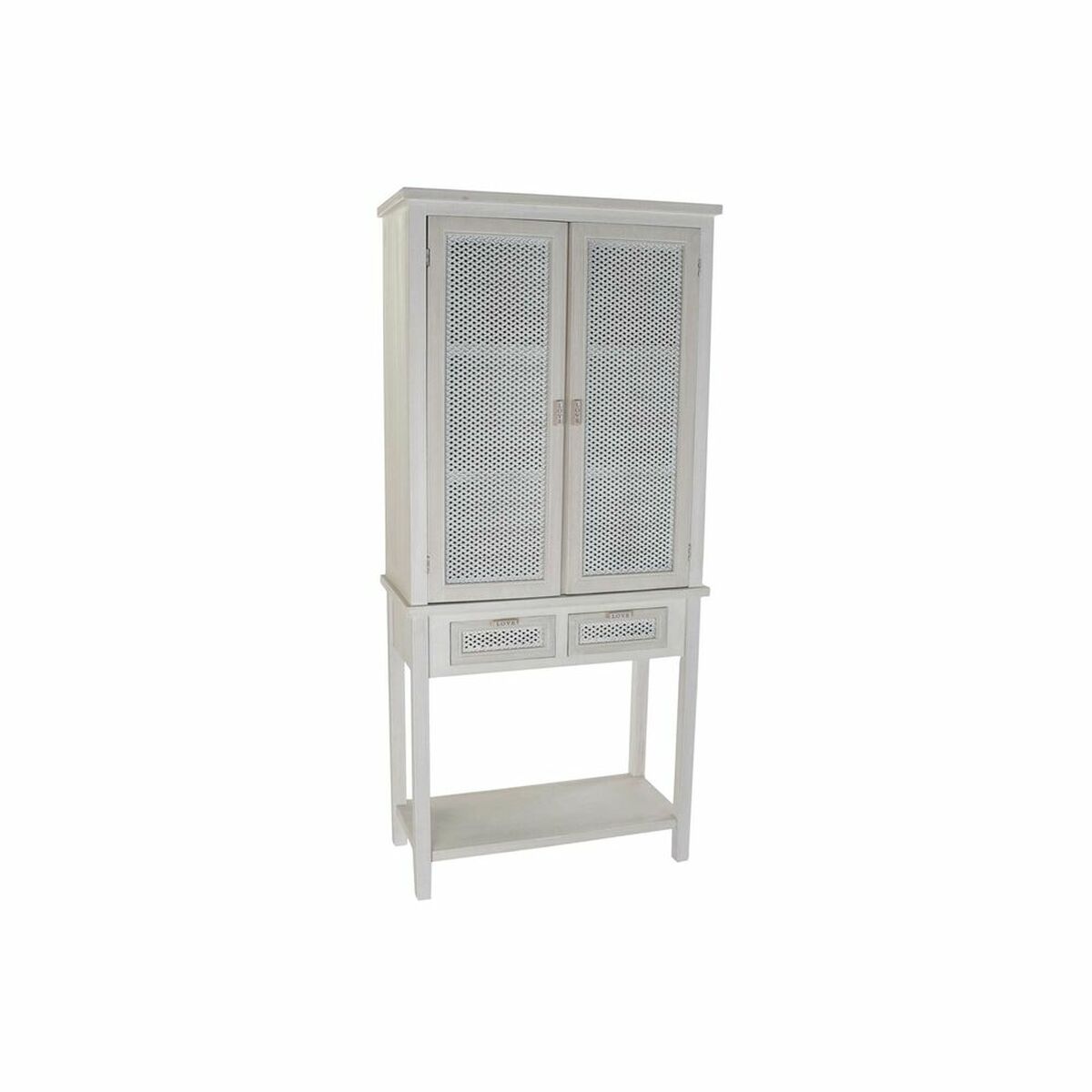 Buffet Haut Design Traditionnel Home Decor Bois Naturel Blanc | Meuble de Rangement (80 x 37,4 x 175,5 cm)