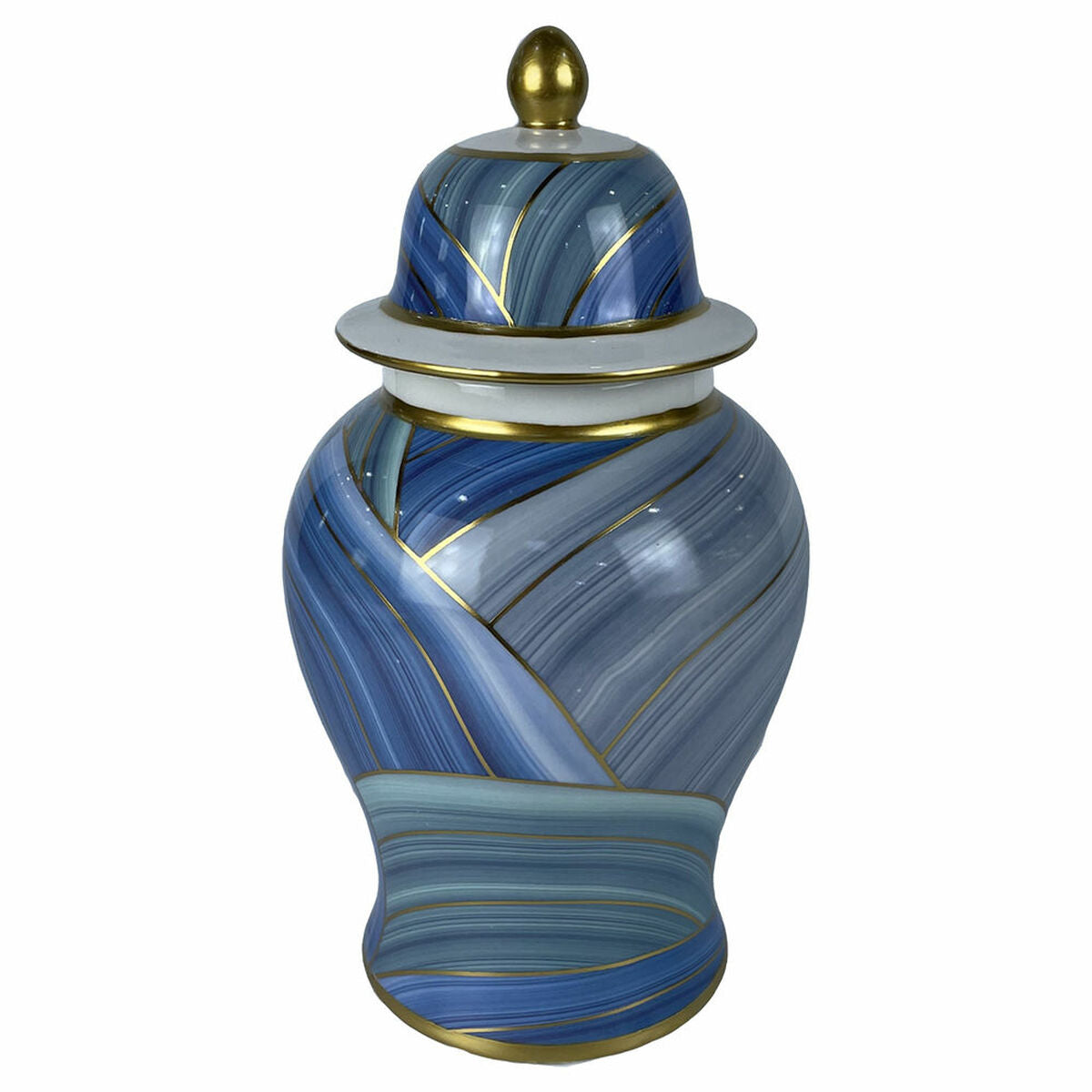 DKD Home Decor Jarrón de Porcelana Azul Moderno (17 x 17 x 31 cm)