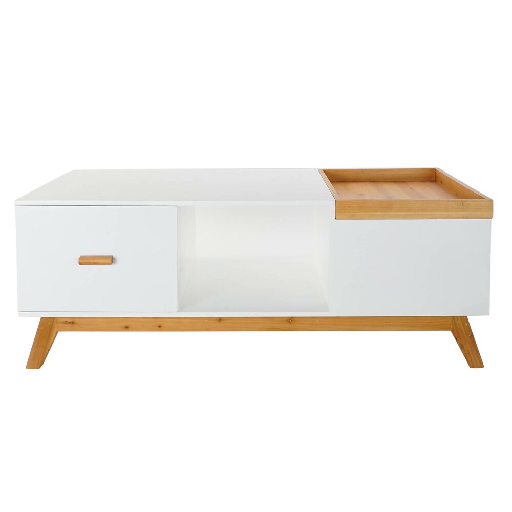 Table Basse Scandinave avec Plateau Home Decor Blanc et Bois (120 x 60 x 46 cm)