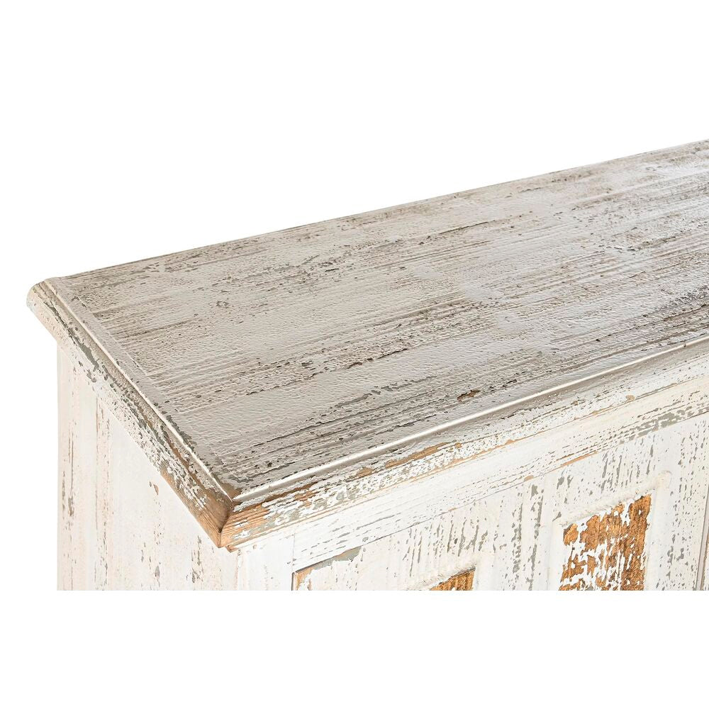 Aparador de diseño indio en madera blanca y dorada Home Decor (93,5 x 36,5 x 110 cm)