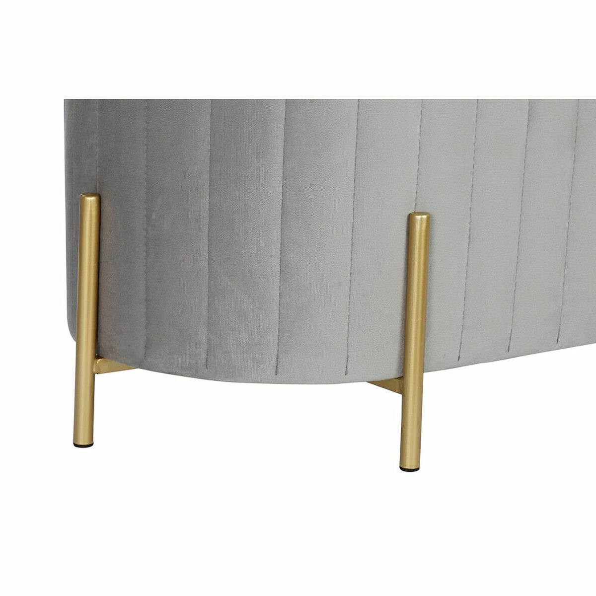 Bench DKD Home Decor   Grey Golden Metal Polyester Velvet (123 x 50 x 45 cm)