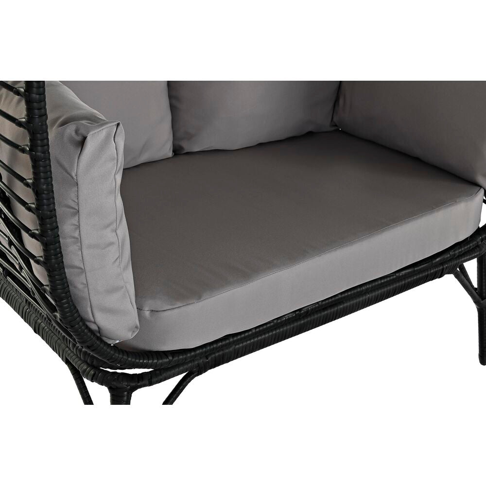 Fauteuil de jardin Design Oeuf sur Pieds 2 Personnes Noir et Gris rotin synthétique