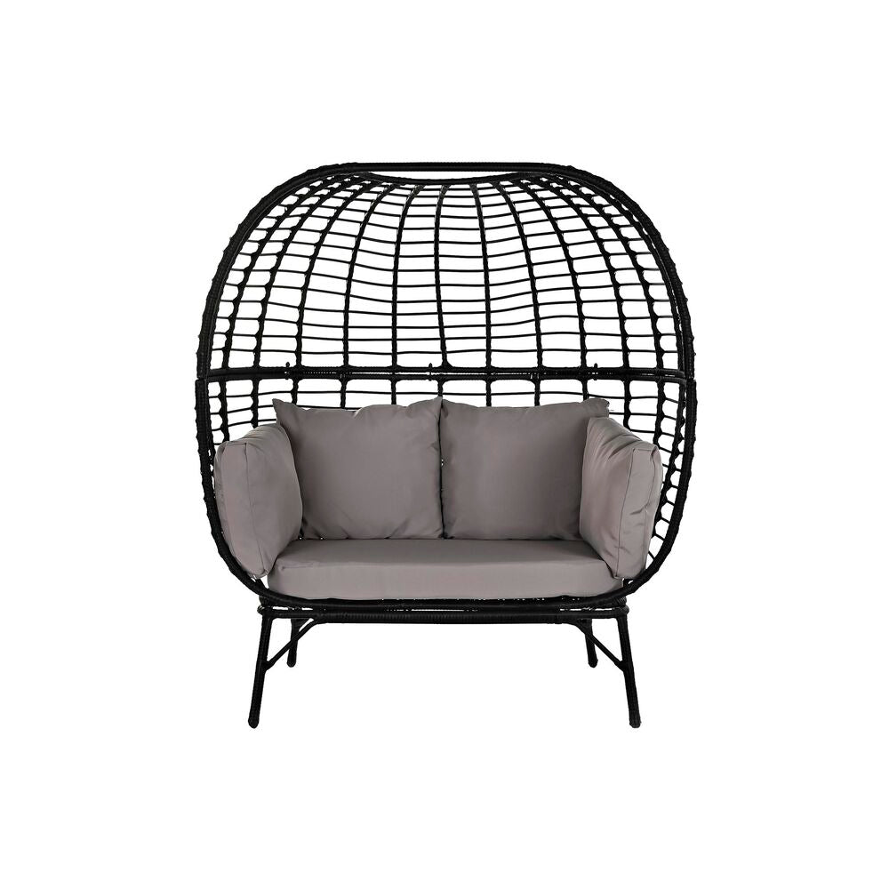 Fauteuil de jardin Design Oeuf sur Pieds 2 Personnes Noir et Gris rotin synthétique