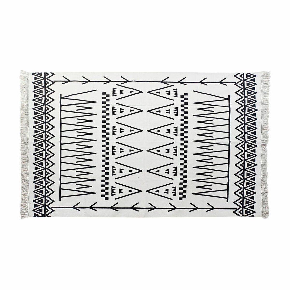 DKD Home Decor Alfombra Negro Blanco Ikat (120 x 180 x 0,7 cm)