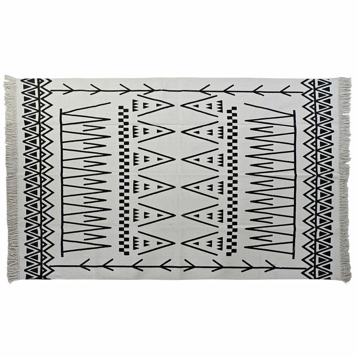 DKD Home Decor Alfombra Negro Blanco Ikat (160 x 250 x 0,7 cm)