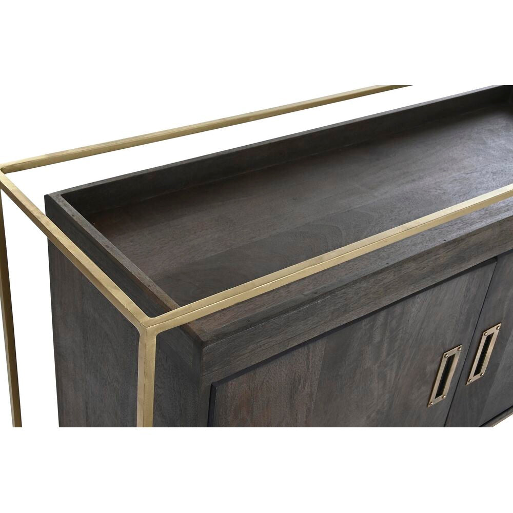 Aparador de Diseño Africano Home Decor Madera de Mango y Metal Dorado (122 x 38 x 76 cm)