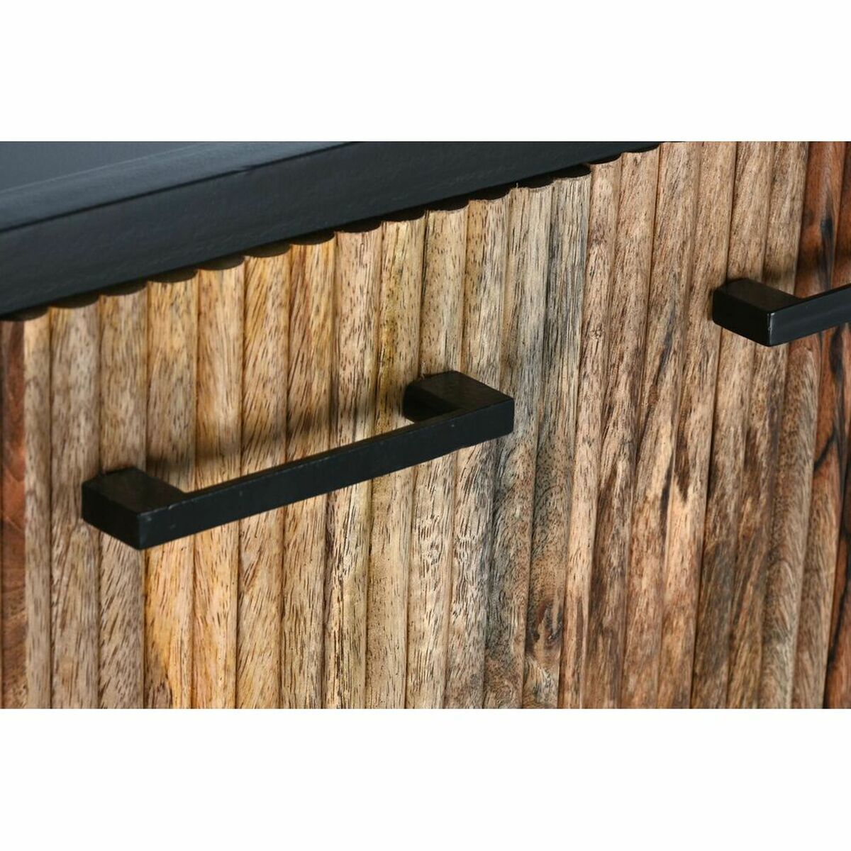 Aparador BALI de metal negro y madera de mango natural - Decoración del hogar