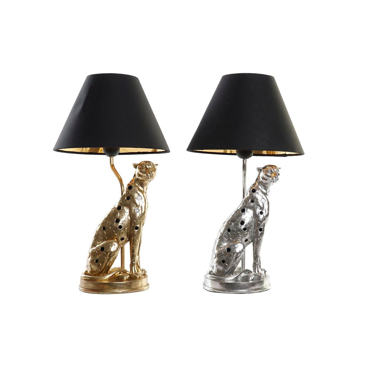 Lampes de Bureau Design Léopards Argenté et Doré 220 V 50 W (26 x 26 x 46 cm) (2 Unités)