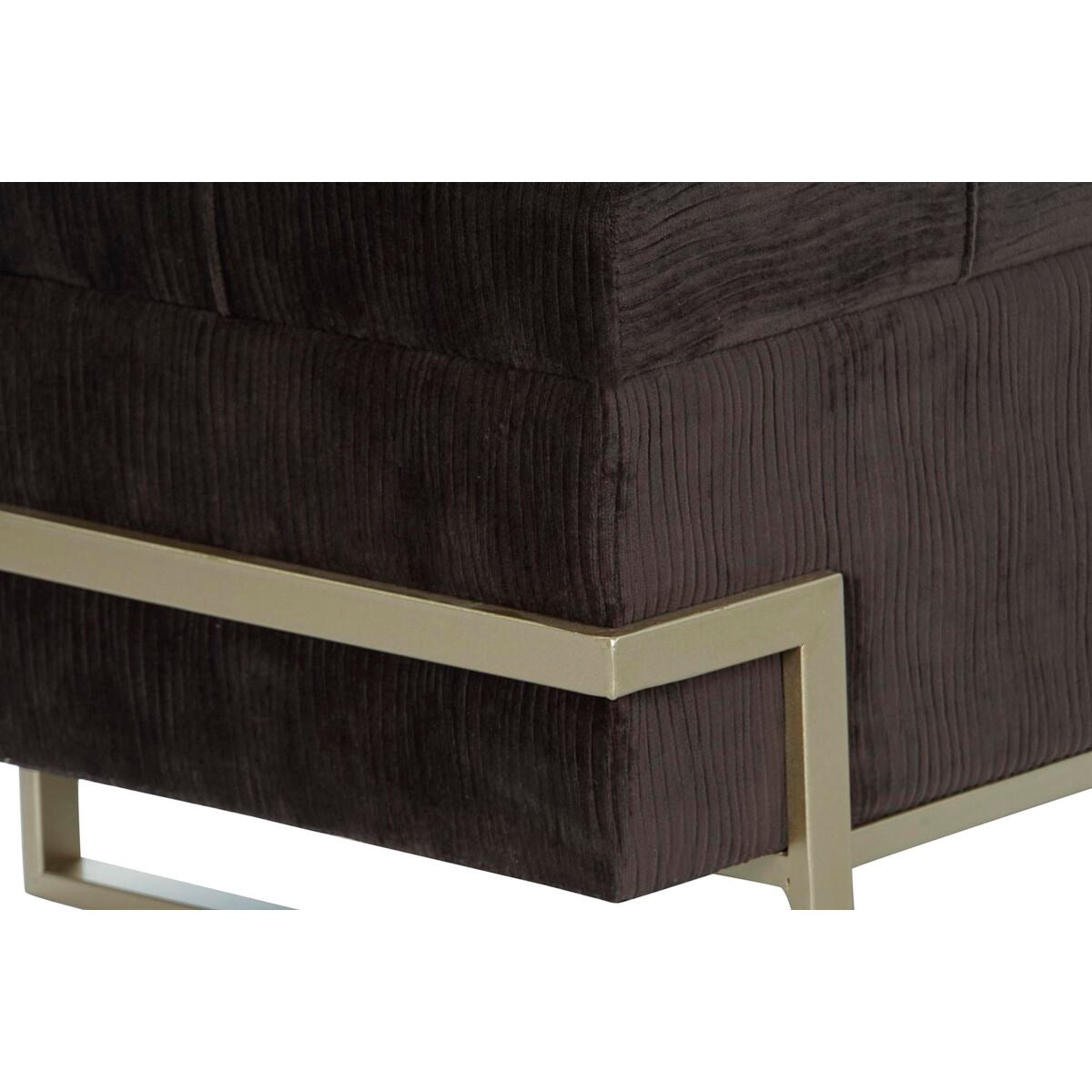 Bench DKD Home Decor   Golden Metal Brown Velvet (120 x 42 x 48 cm)